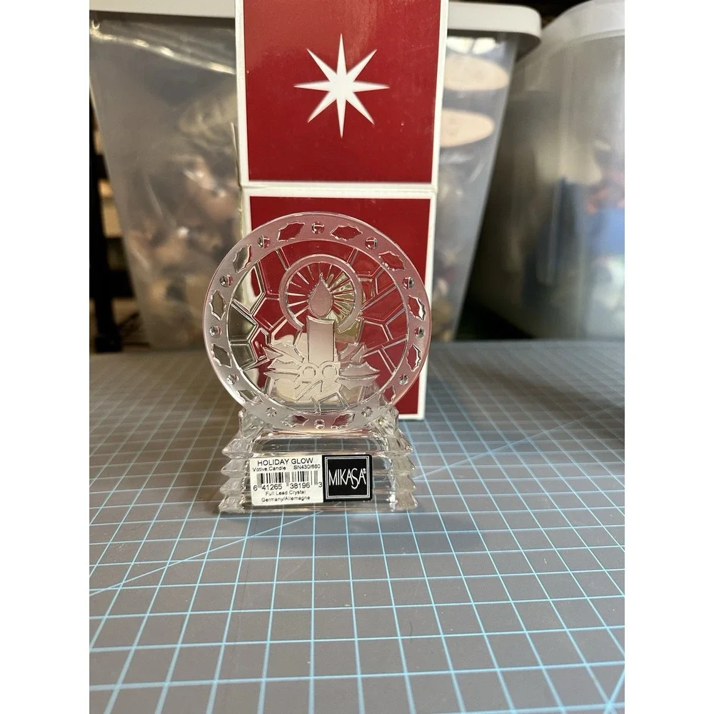 Mikasa Lead Crystal Germany Holiday Glow Votive Christmas Candle Holder